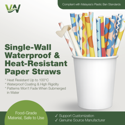 Single-Wall Waterproof & Heat-Resistant Paper Straws